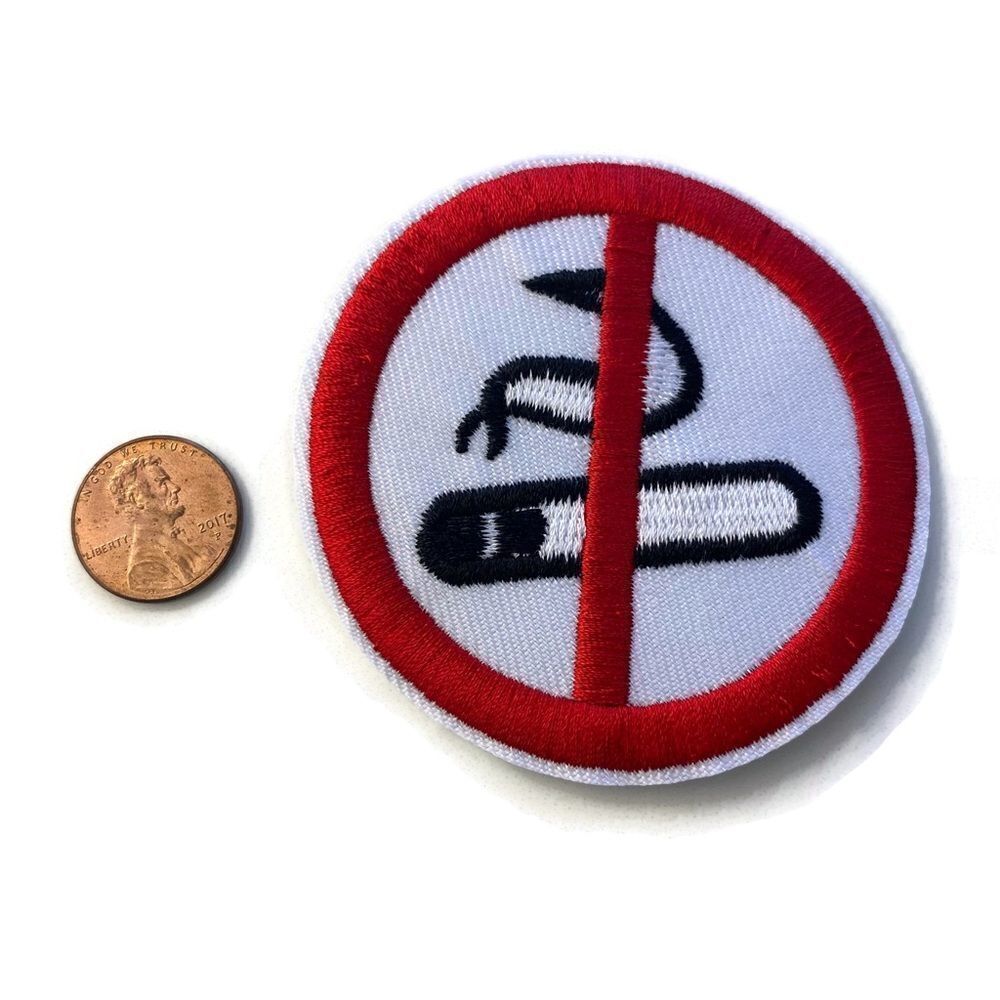 No Smoking Sign Embroidered Patch - Picture 2 of 3